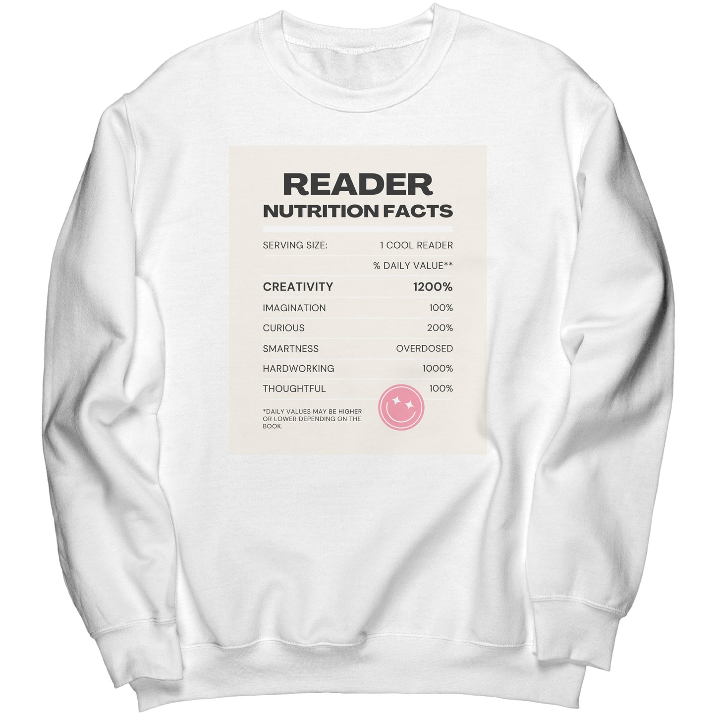 Reader Nutrition Facts (Multi-Color Sweatshirt)