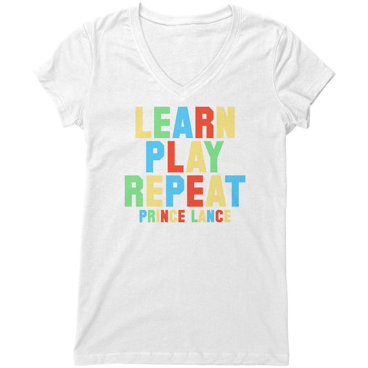 Learn Play Repeat -V-Neck Tee  [Women]