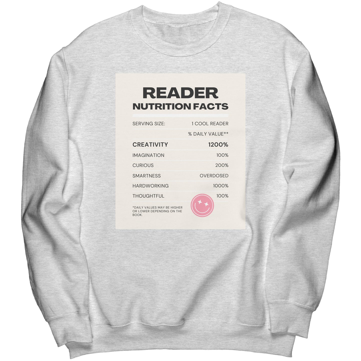Reader Nutrition Facts (Multi-Color Sweatshirt)