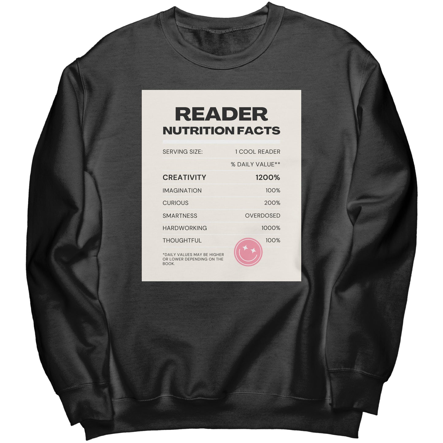 Reader Nutrition Facts (Multi-Color Sweatshirt)