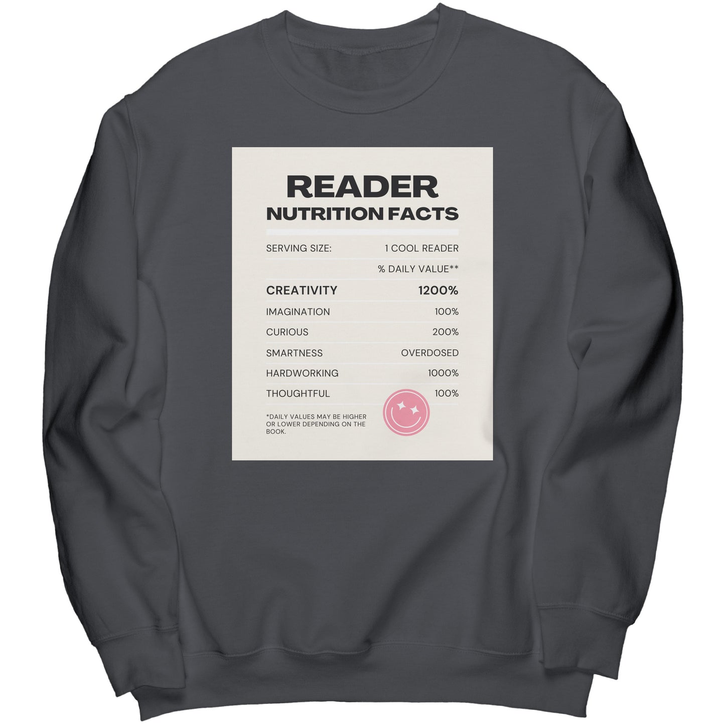 Reader Nutrition Facts (Multi-Color Sweatshirt)