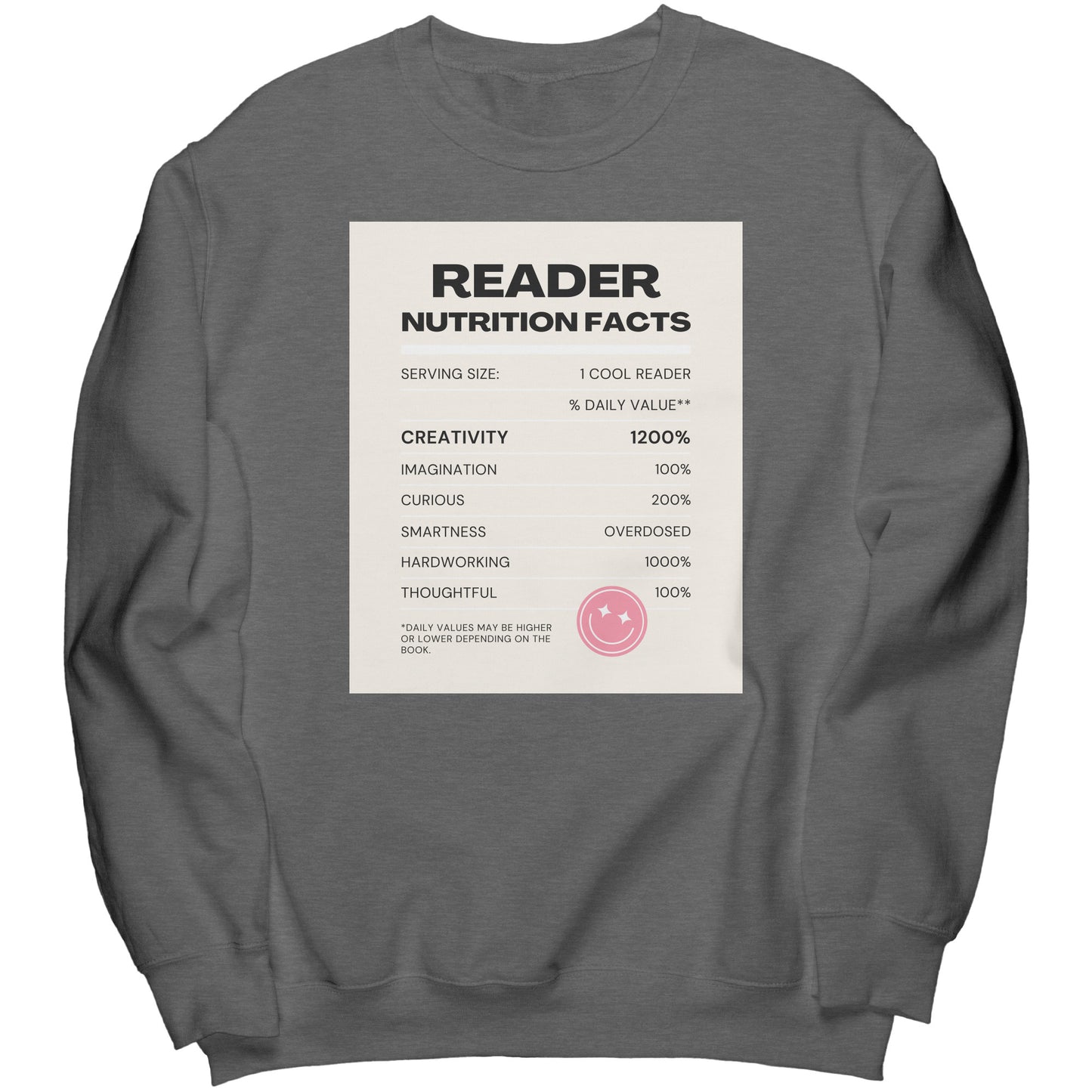 Reader Nutrition Facts (Multi-Color Sweatshirt)