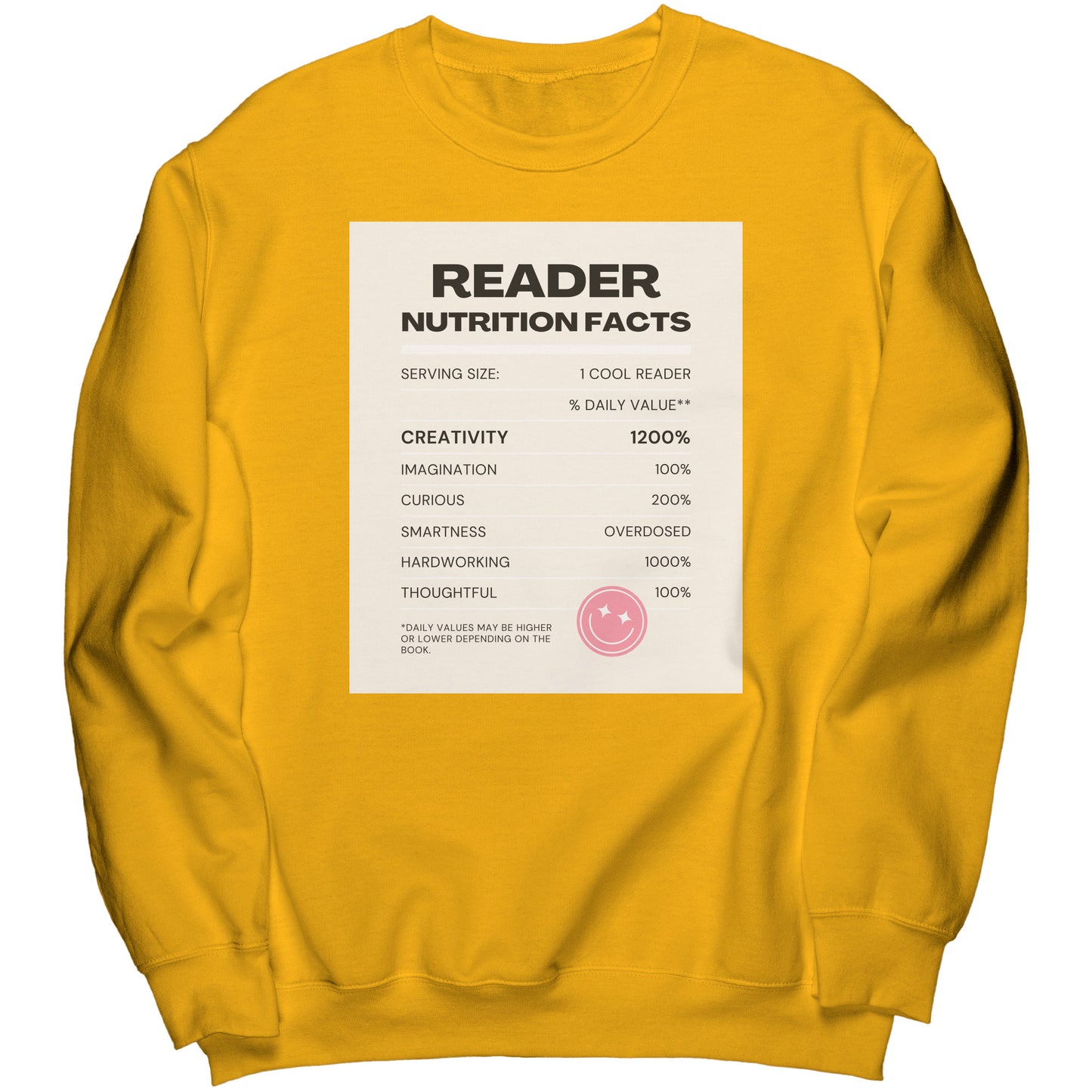 Reader Nutrition Facts (Multi-Color Sweatshirt)
